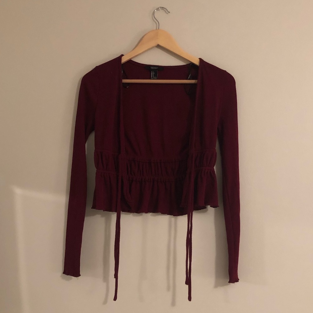 Maroon Tie Front Shirt - Picture 2 of 6